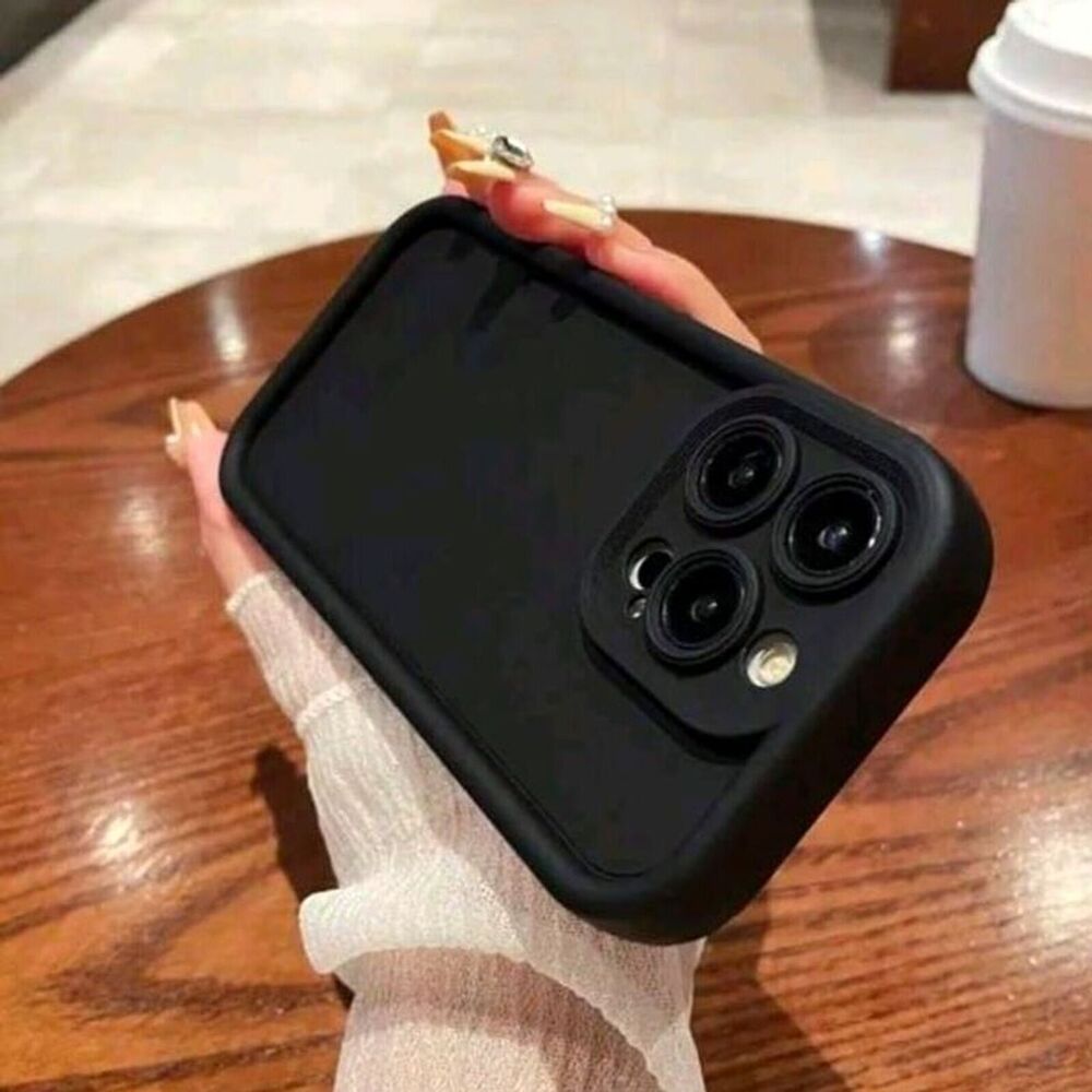 For iPhone 14 Pro Max Silicone Rubber Black Case Camera Protection Anti-Scratch
